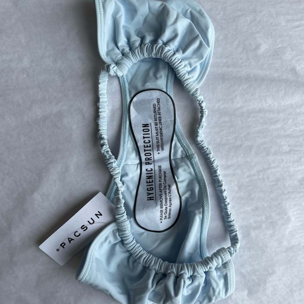 Kendall & Kylie Light Blue Maggie Ruched Bikini Bottom - Picture 4 of 5